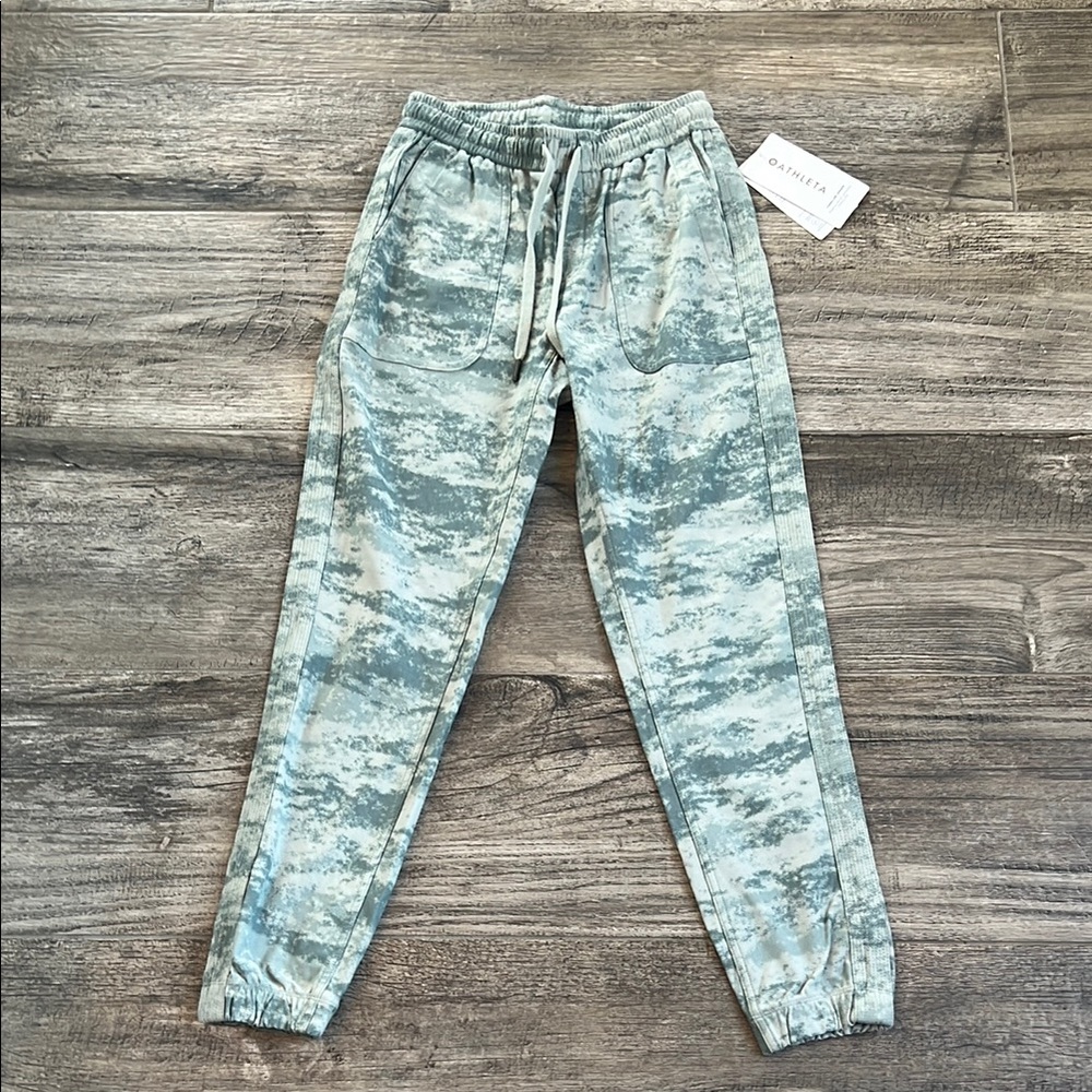 ANTHLETA FARALLON JOGGER PANTS CAMO COAST BLUE TRAVEL COMFY XXS STRETCH NWT #134